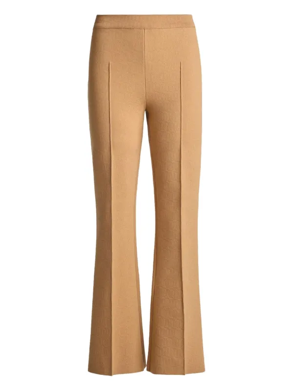 High Sport Kick Geometric-pattern Flared Trousers in Neutrals