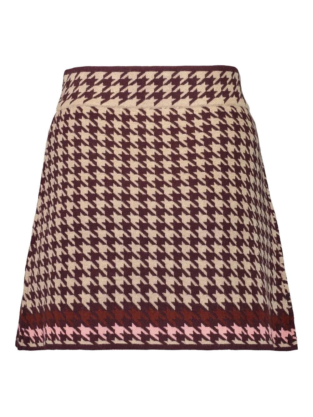 Cara Lynne rok met pied-de-poule print Beige