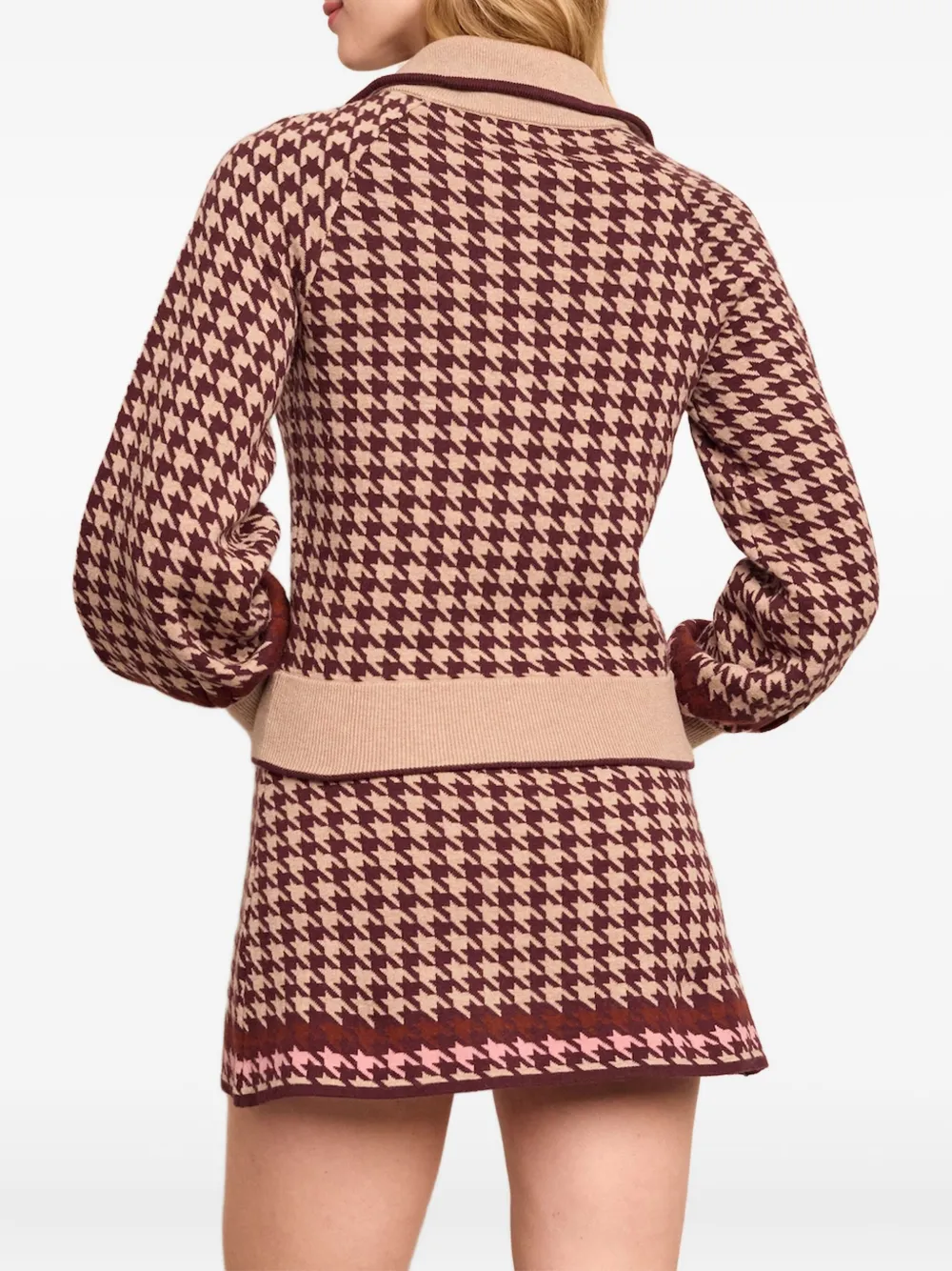 Cara Lynne rok met pied-de-poule print Beige