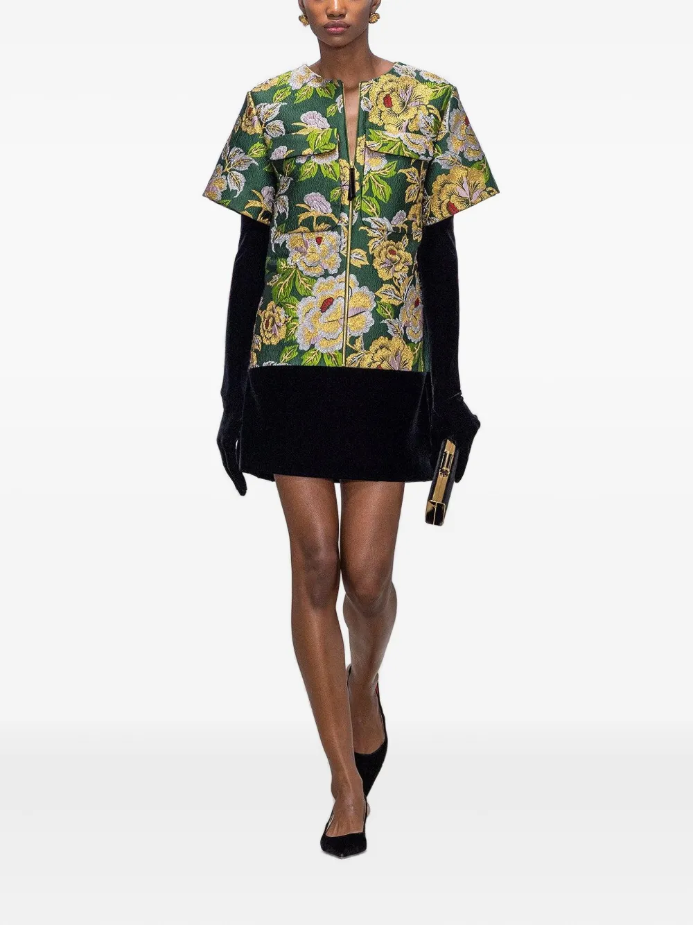 Carolina Herrera floral-brocade shift dress - Groen