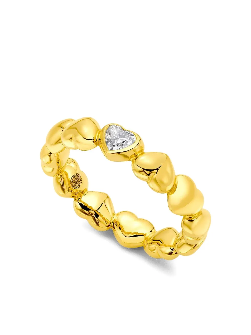 Buddha Mama 22k Yellow Gold Puffy Heart Diamond Ring In Gold