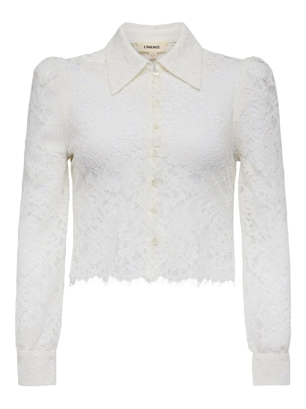 L'agence Anita Lace Puff-sleeve Shirt In White