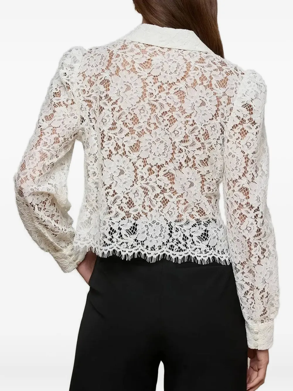 L'agence Anita Lace Puff-sleeve Shirt In White