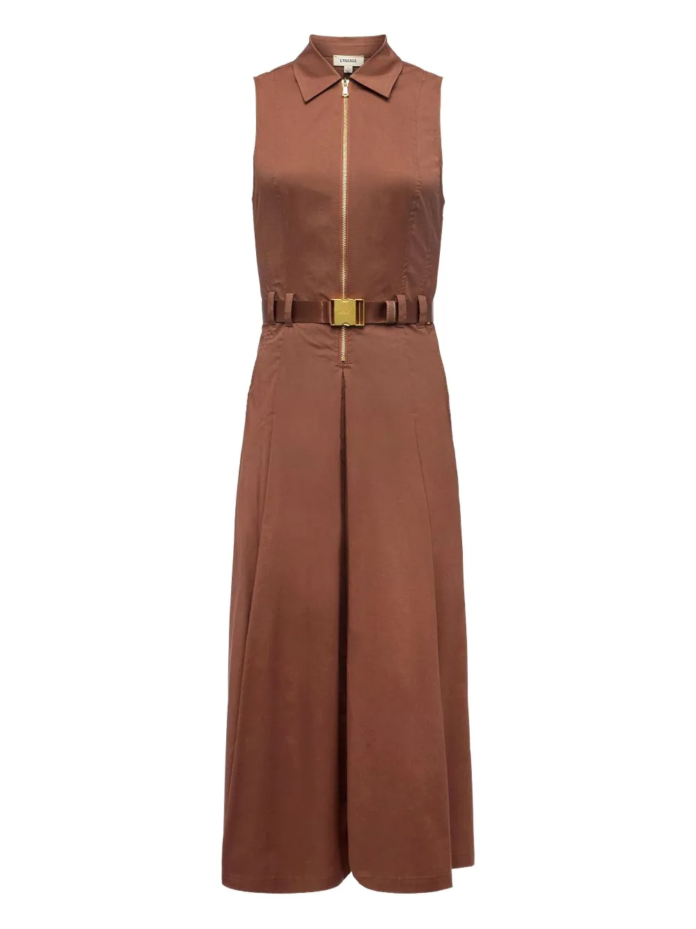 L Agence Kolton Belted Midi Dress In Brown