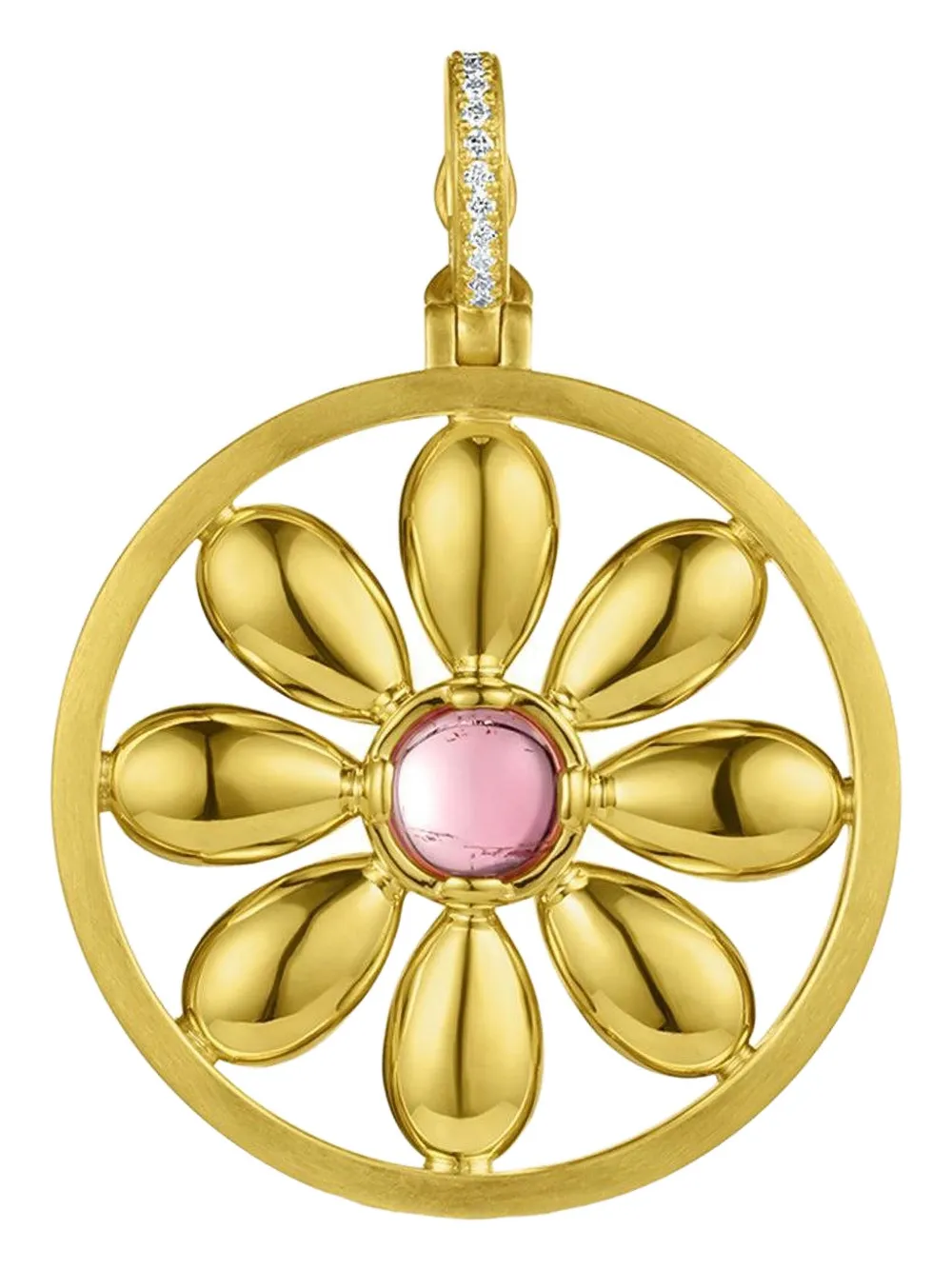 Leigh Maxwell 18k Yellow Gold Flower Tourmaline Pendant In Gold