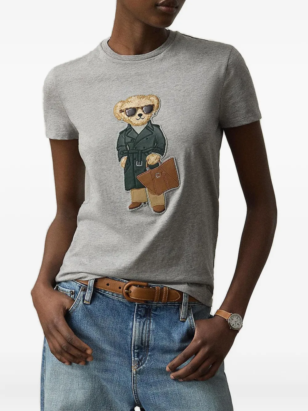 Polo Ralph Lauren Bear-appliqué Cotton T-shirt In Animal Print
