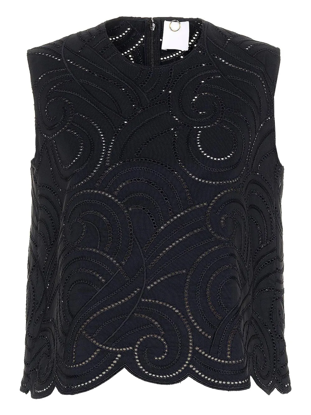 Mantu Faille eyelet-embroidered scallop-hem blouse | Black | Image 1