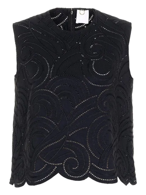 Mantu Faille eyelet-embroidered scallop-hem blouse