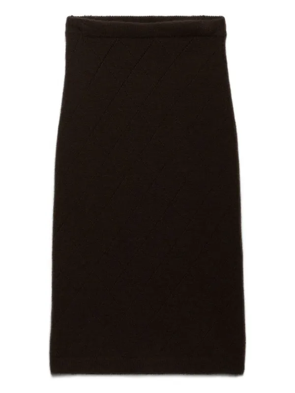 Prada Diamond-pattern Midi Skirt in Brown