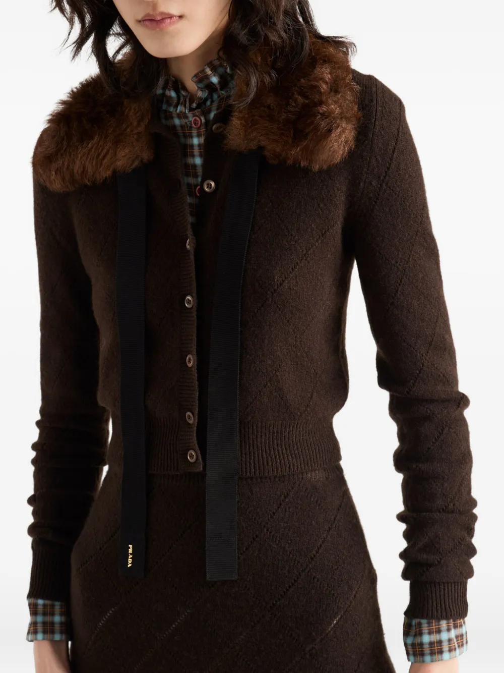 Prada Cashmere Cardigan In Brown