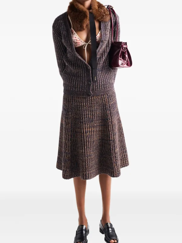 Prada リブニット カーディガン | ブルー | FARFETCH JP
