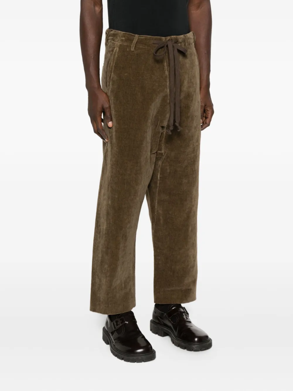 Uma Wang Drawstring Corduroy Trousers In Brown