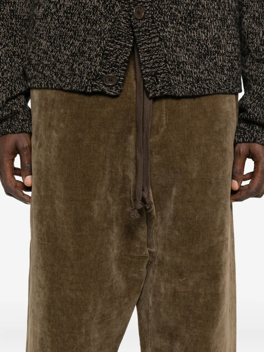 Uma Wang Drawstring Corduroy Trousers In Brown