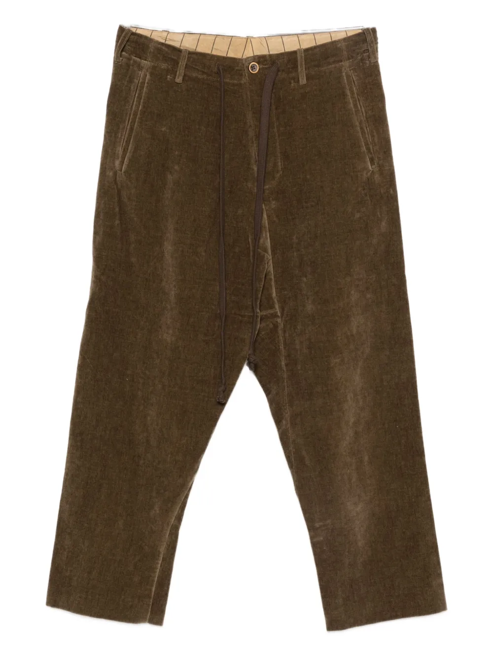 Uma Wang Drawstring Corduroy Trousers In Brown