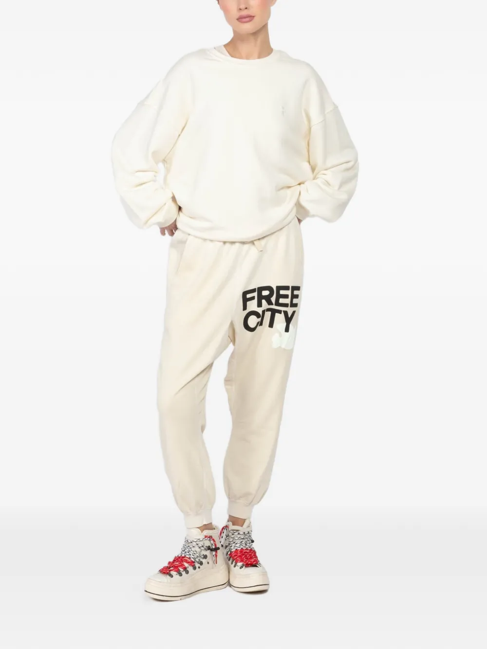 FreeCity logo-print track pants - Beige