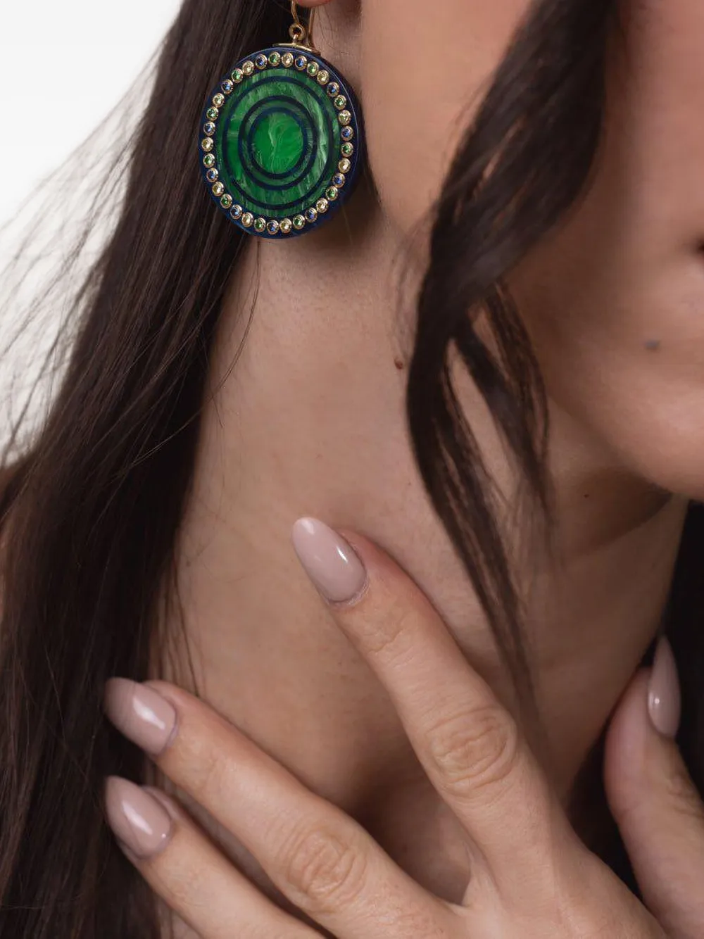 Mark Davis 14k Yellow Gold Bakelite Earrings In Green