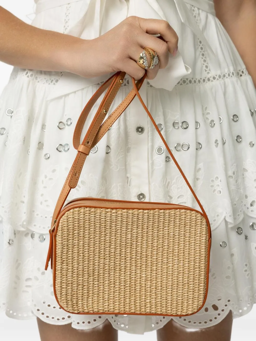 Mansur Gavriel Camera geweven leren tas Beige