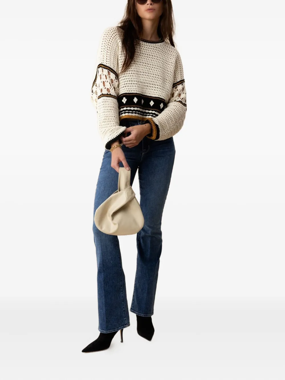 MARY SMALLWOOD Geknoopte clutch van lakleer - Beige