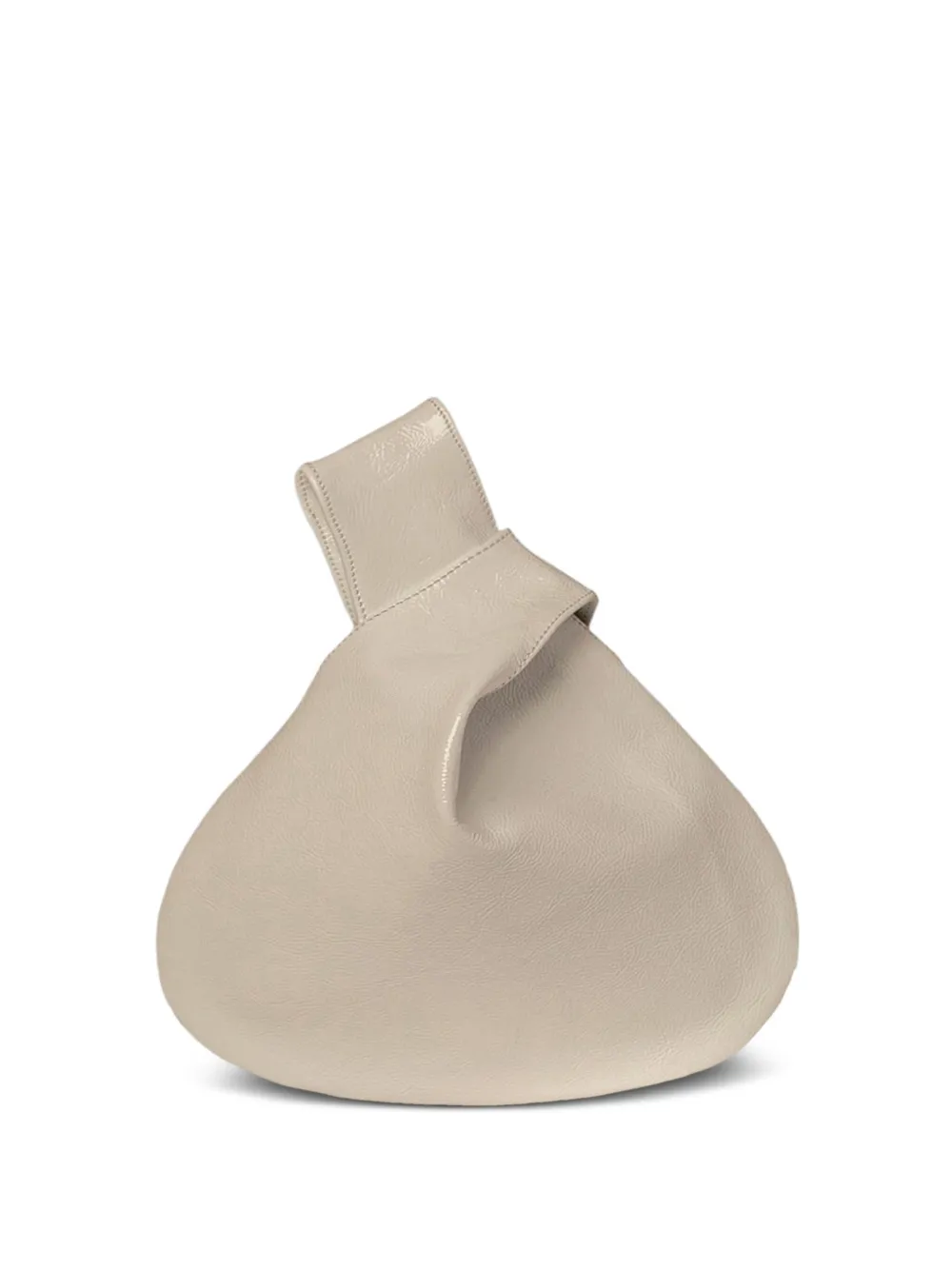Mary Smallwood Patent Leather Knot Clutch In Neutral