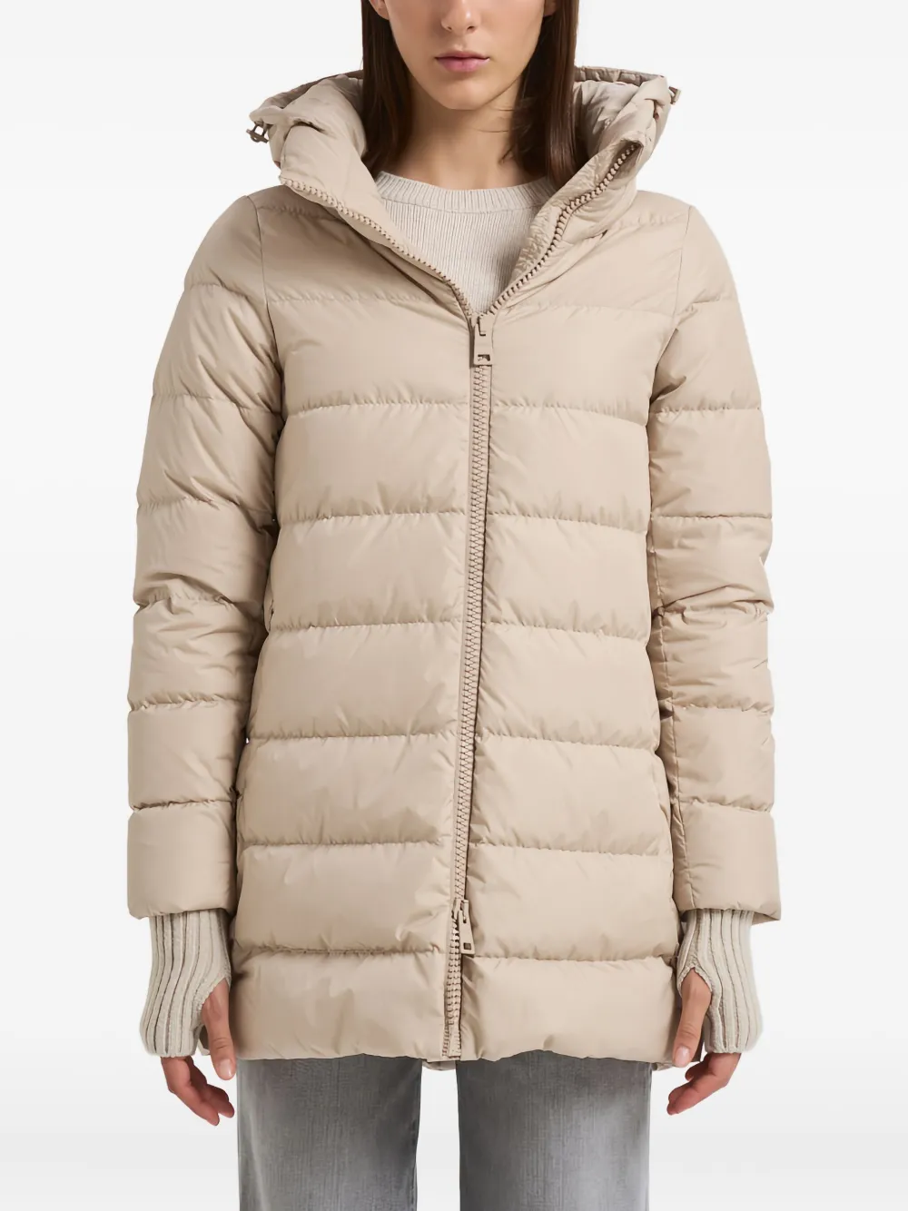 Herno zip-fastening padded coat | Neutrals | Image 1