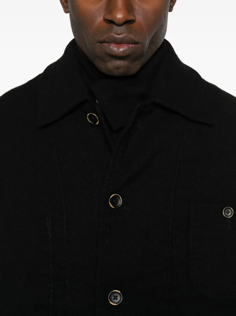 Uma Wang Button-fastening Patch-pocket Jacket In Black