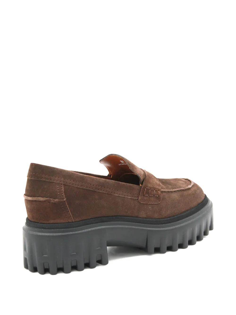 Hogan Platform Suede Loafers In Brown