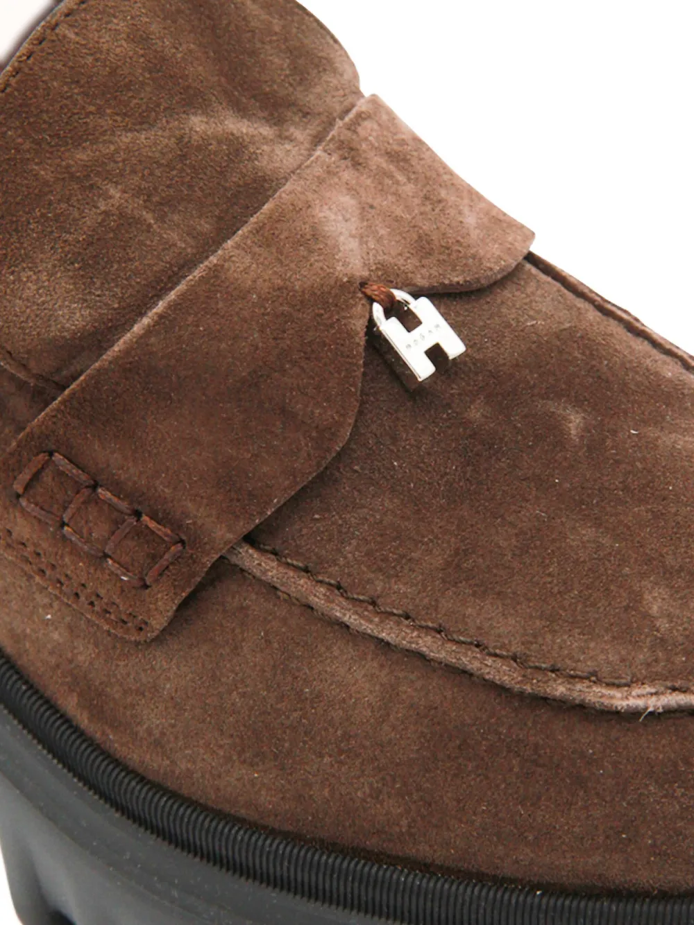 Hogan Platform Suede Loafers In Brown