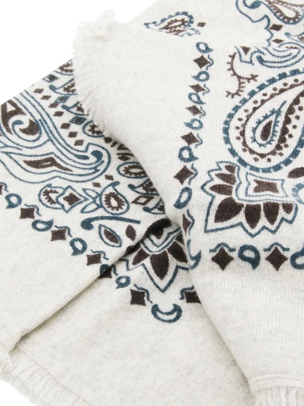 Kujten paisley-print fringed scarf - Beige