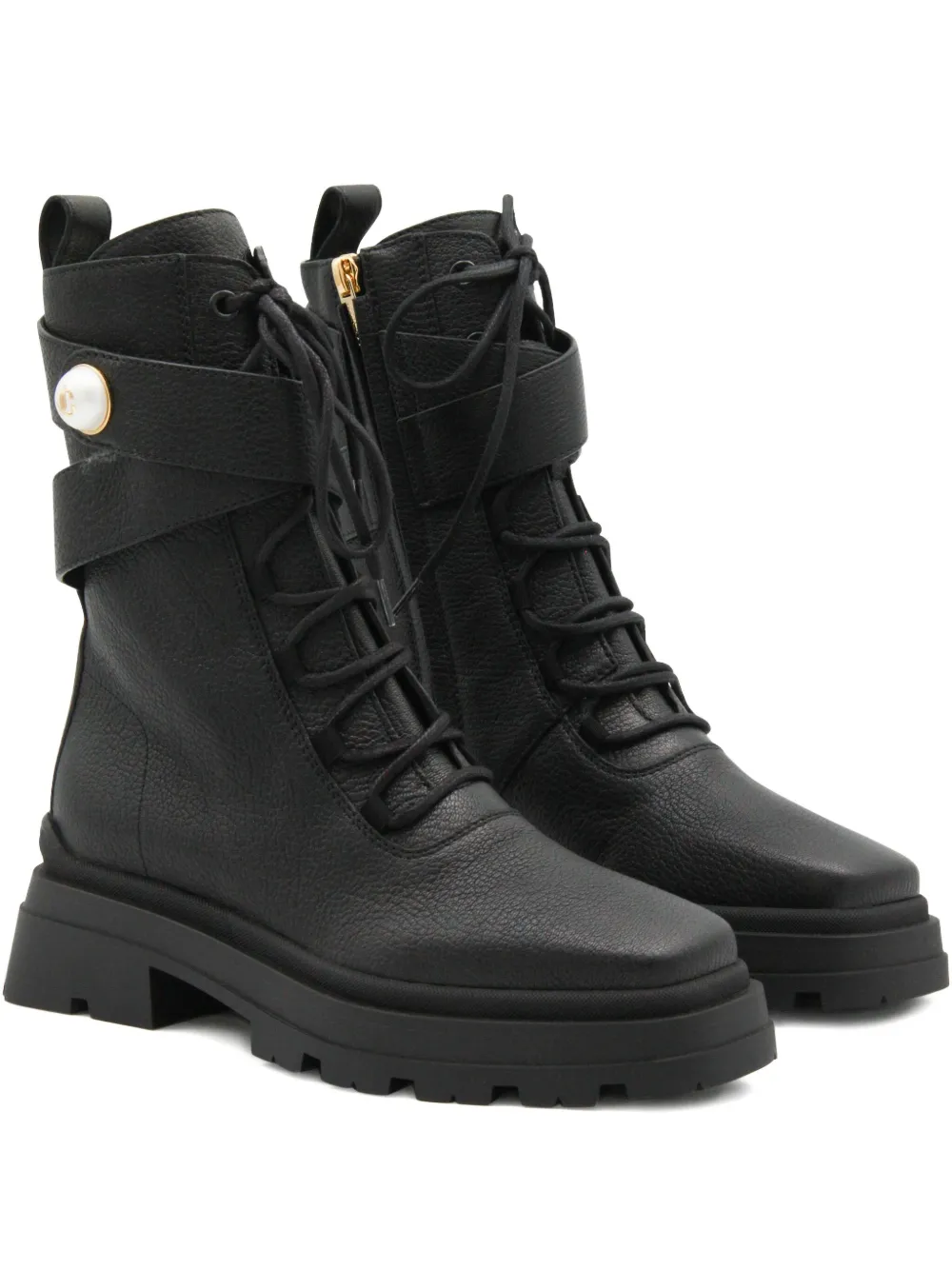 Jimmy Choo 45mm Pearl-embellished Lace-up Combat Boots In Multi