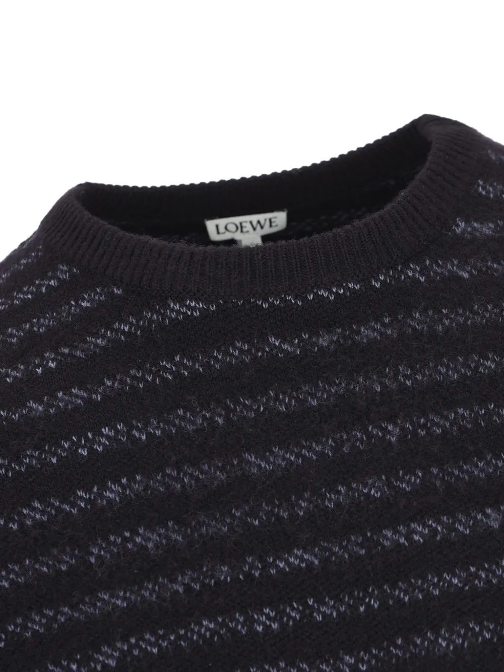 Loewe Striped Logo-embroidered Sweater In Black