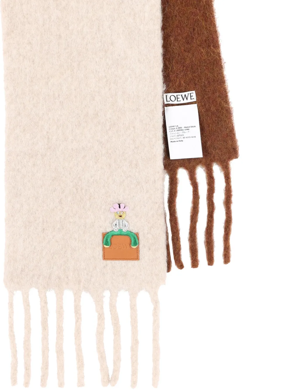 LOEWE embroidered two-tone scarf - Beige