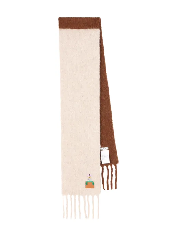 Loewe Embroidered Two-tone Scarf in Neutrals