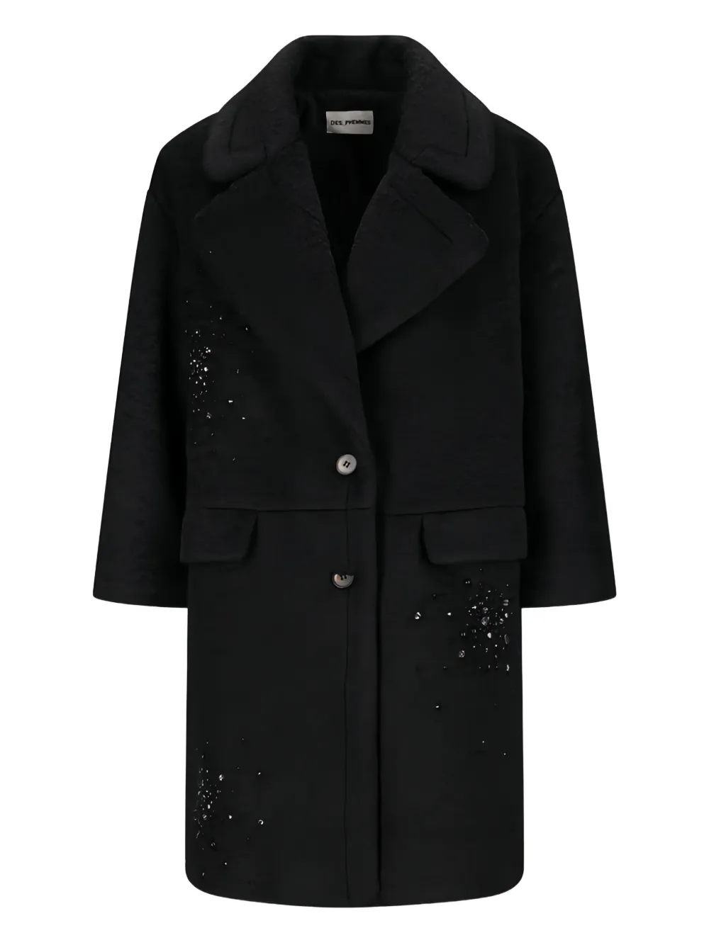 DES PHEMMES Cocoon sequin-embellished coat | Black | Image 1