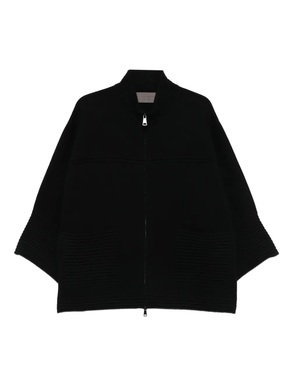 D Exterior Zip-up Coat In Black