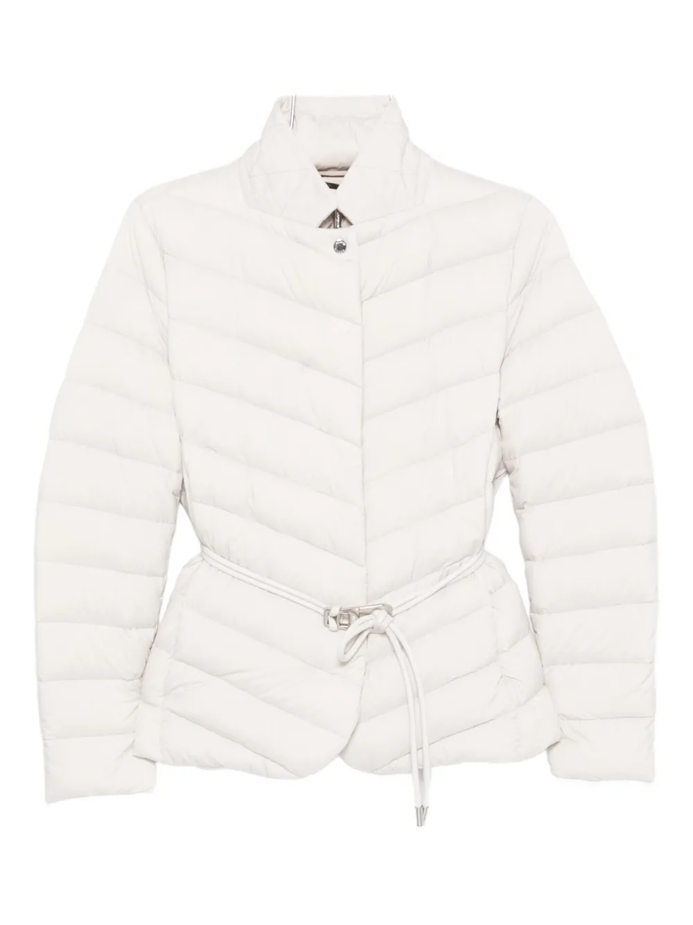 Moorer Quilted Belted Jacket In White