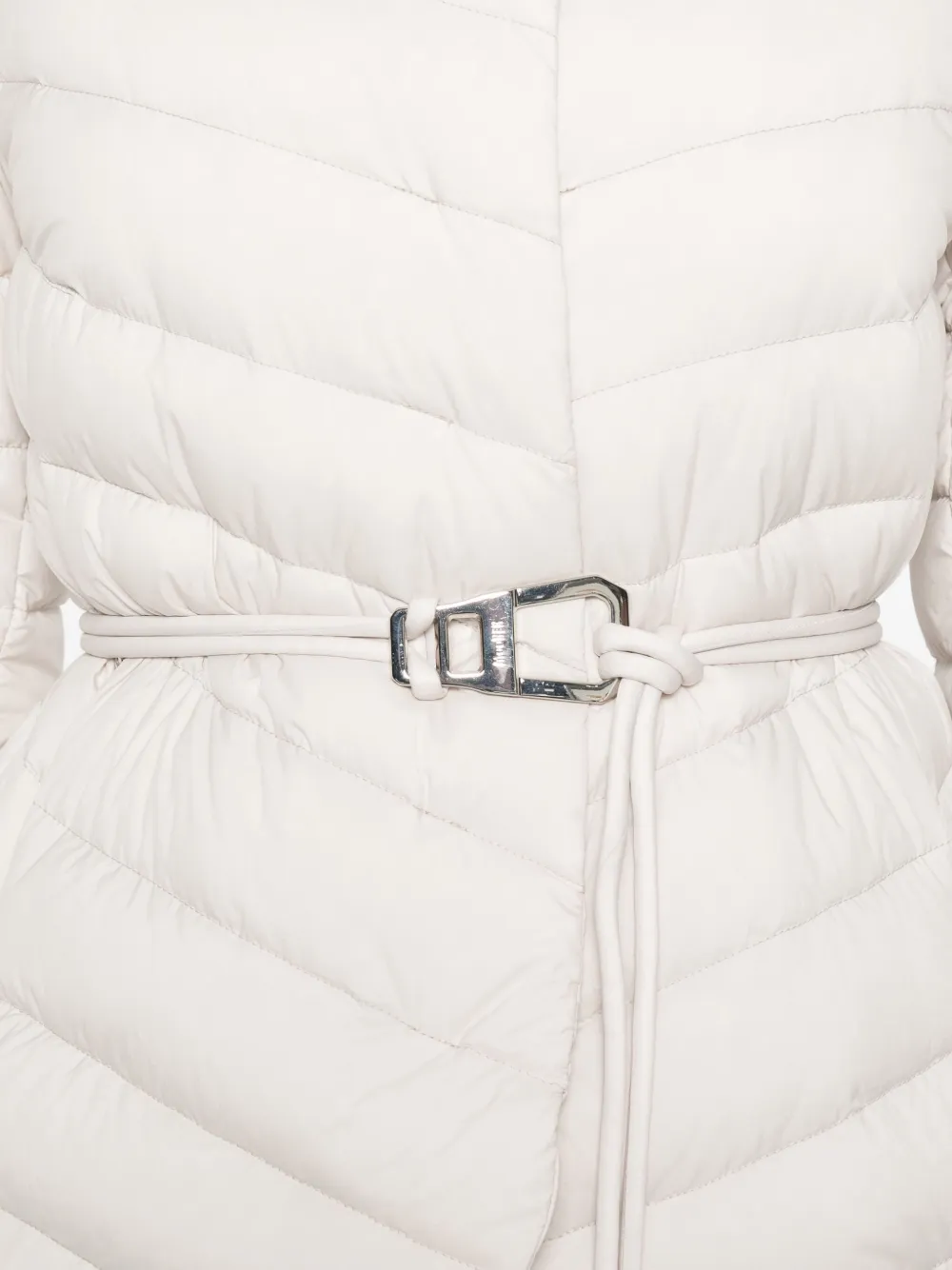 Moorer Quilted Belted Jacket In White