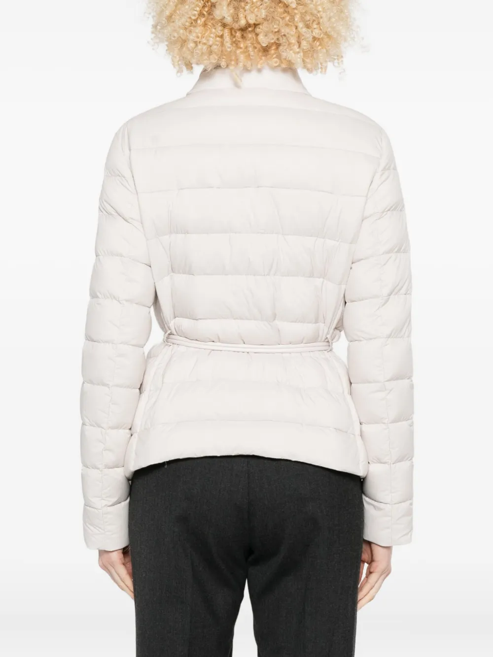 Moorer Quilted Belted Jacket In White