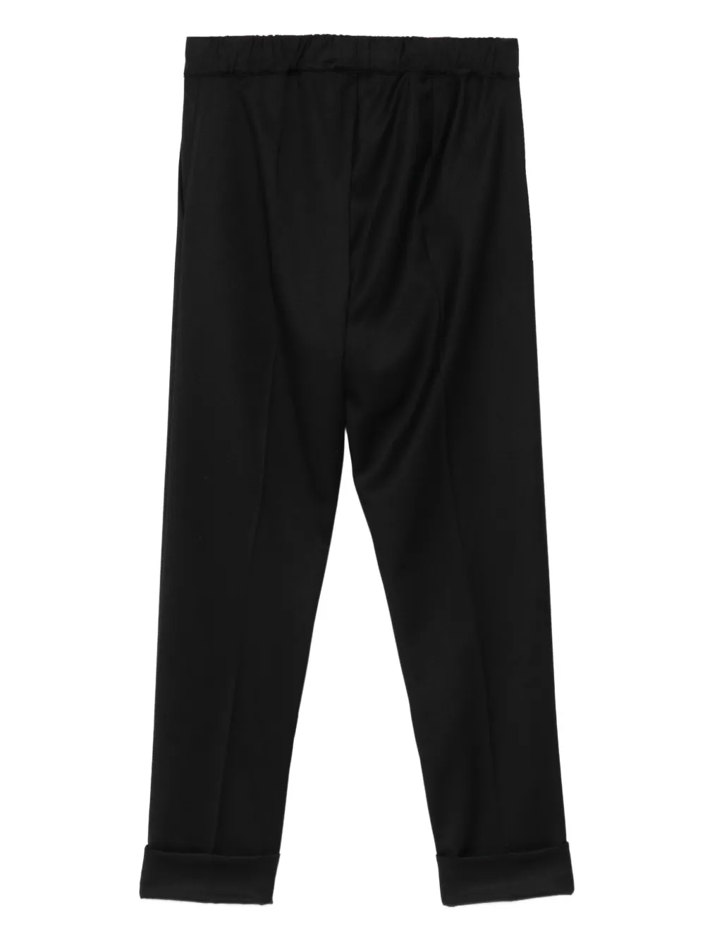 D.Exterior Straight broek met elastische tailleband en omgeslagen pijpen - Zwart