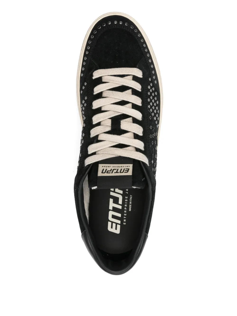 Enterprise Japan Suède low-top sneakers met studs Zwart