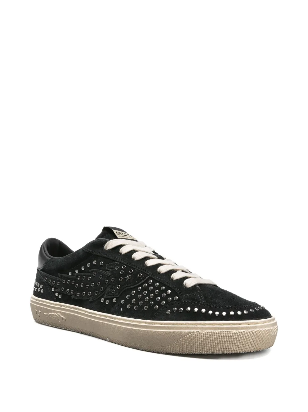 Enterprise Japan Suède low-top sneakers met studs Zwart