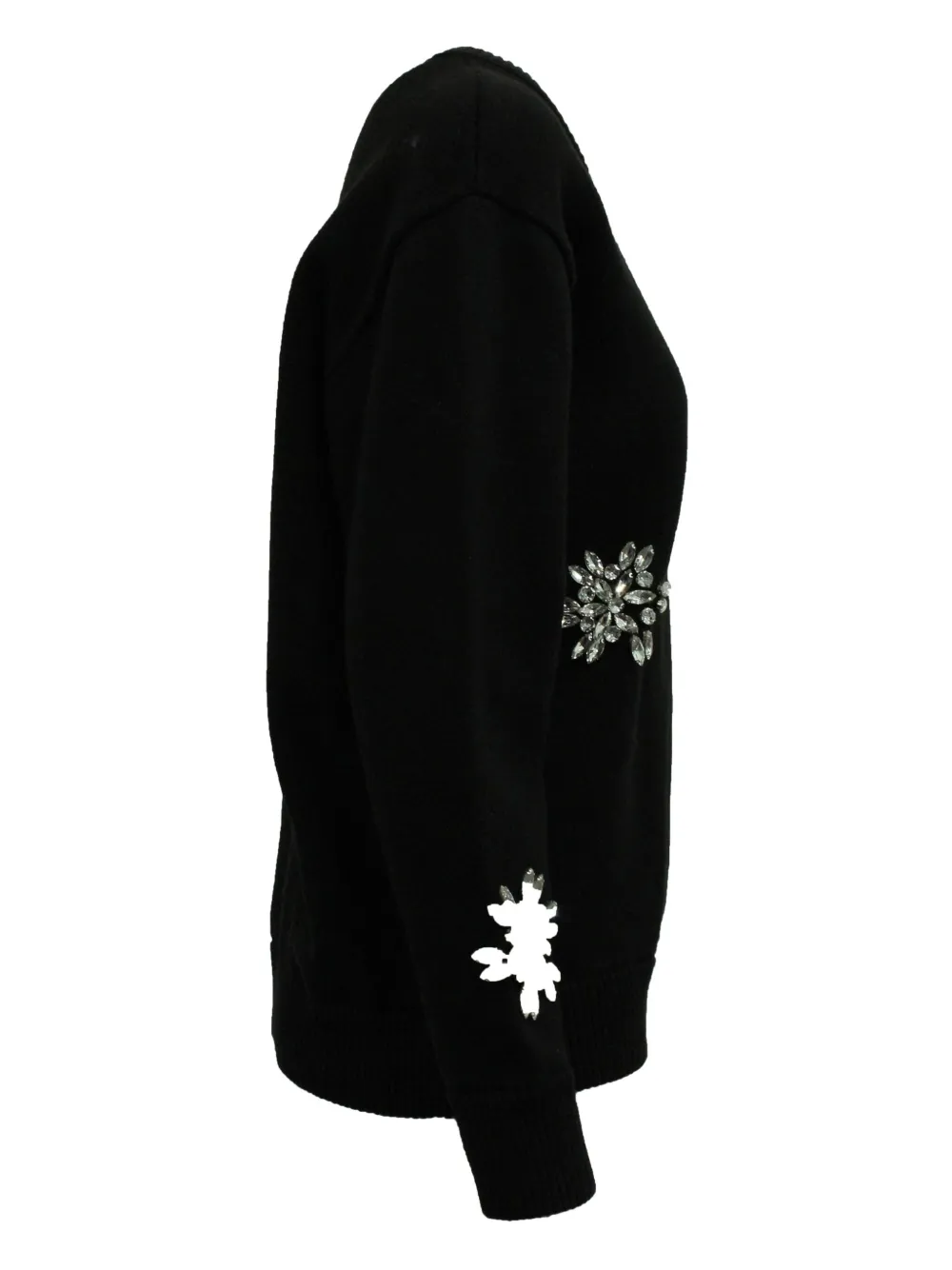 Pre-owned Michael Kors Vintage Crystal-embellished Snowflake Sweater In Black