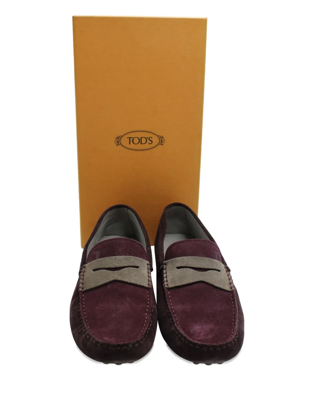 Pre-owned Tod's Gommino Pebble-detail Suede Penny Loafers In Purple