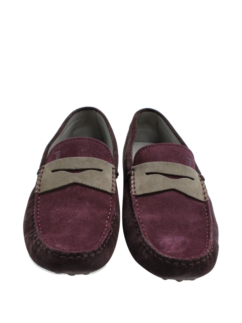 Pre-owned Tod's Gommino Pebble-detail Suede Penny Loafers In Purple