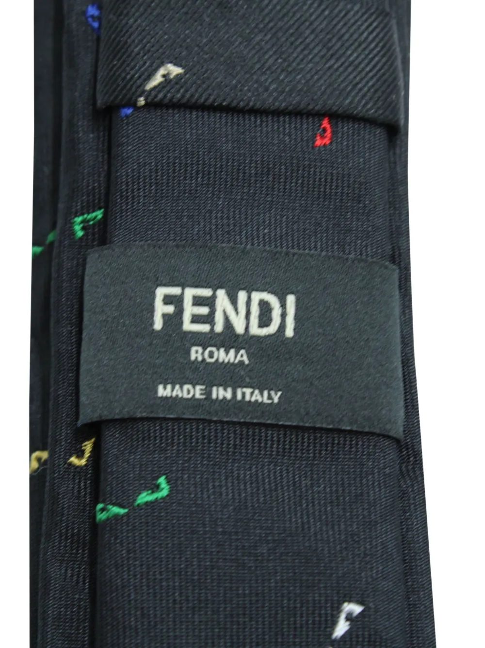 Pre-owned Fendi Bag Bugs Motif Tie In Black