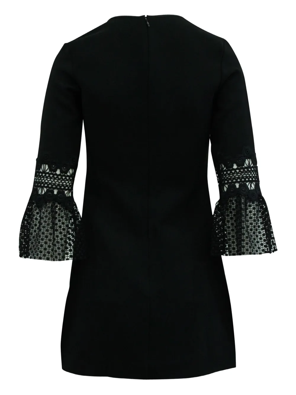 Self-Portrait lace-insert bell-sleeve mini dress - Zwart