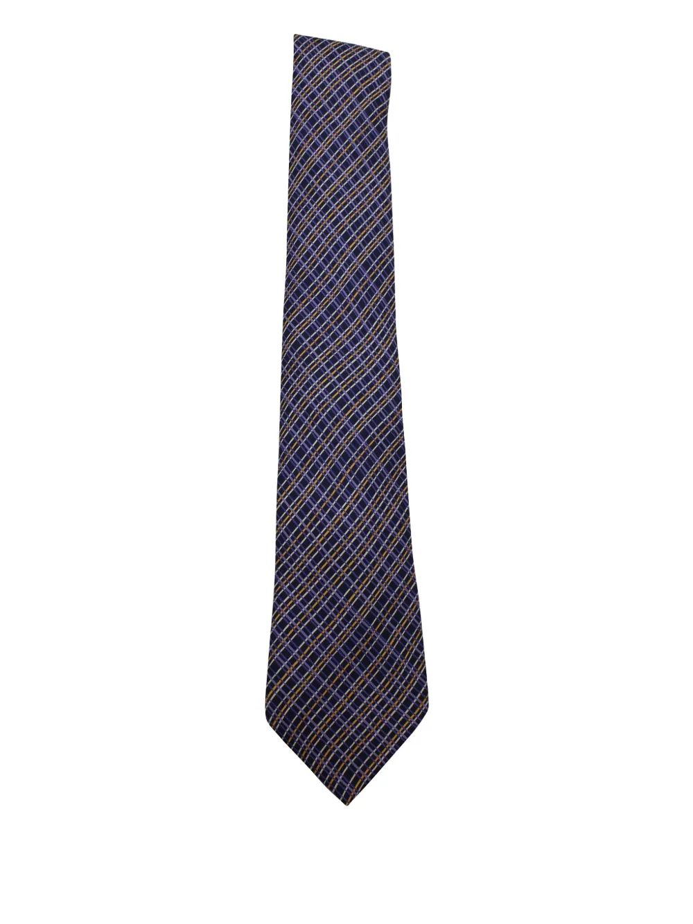 Pre-owned Hermes Geometric-pattern Tie In Purple