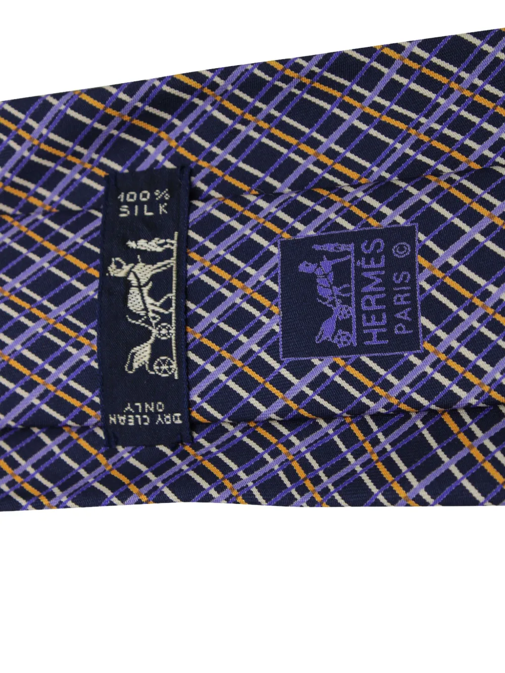 Pre-owned Hermes Geometric-pattern Tie In Purple