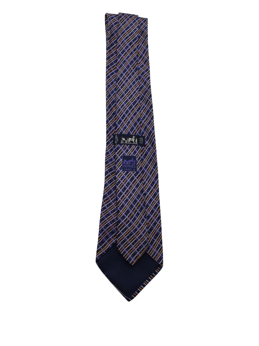 Pre-owned Hermes Geometric-pattern Tie In Purple