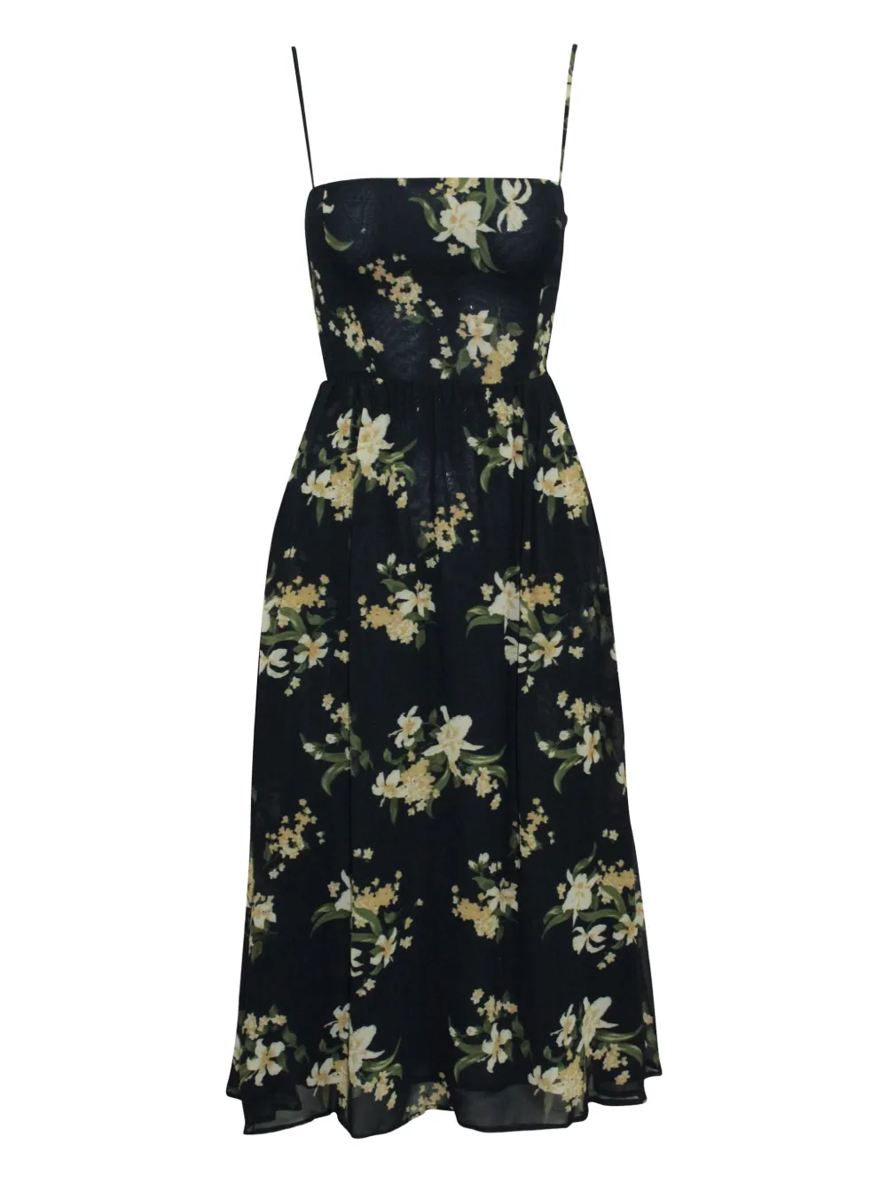 Reformation Kourtney floral-print smocked midi dress | Black | Image 1