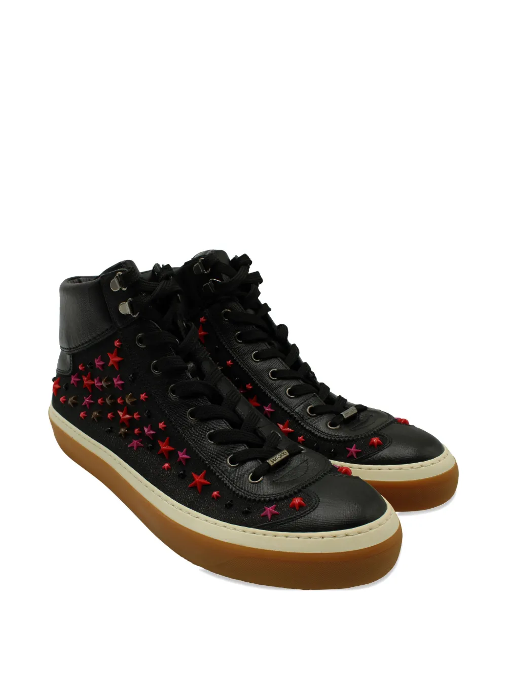 Pre-owned Jimmy Choo Star-embellished High Top Sneakers In Black